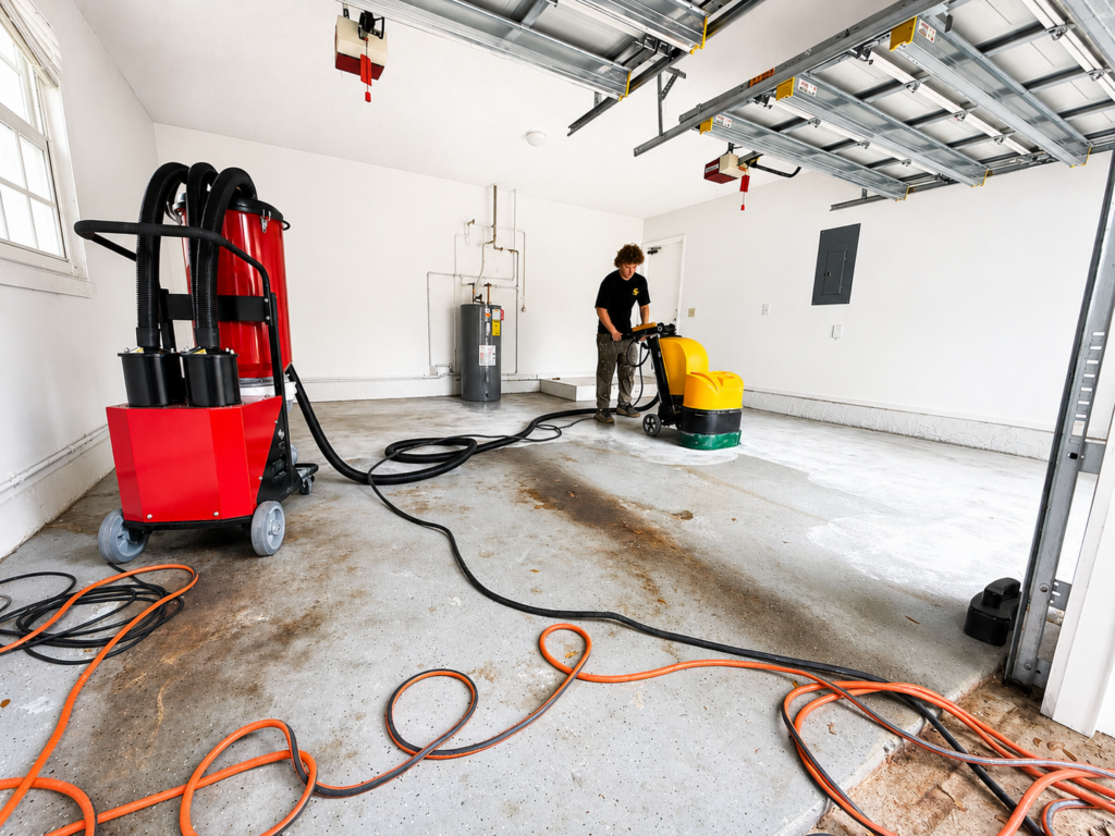 Epoxy floor preparation in South Florida using professional concrete grinding equipment